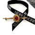 Leoni & Vonk 9ct gold, red paste stone and seed pearl antique brooch with Leoni & Vonk ribbon