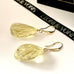 Leoni & Vonk citrine and gold earrings on a white background and with Leoni & Vonk ribbon