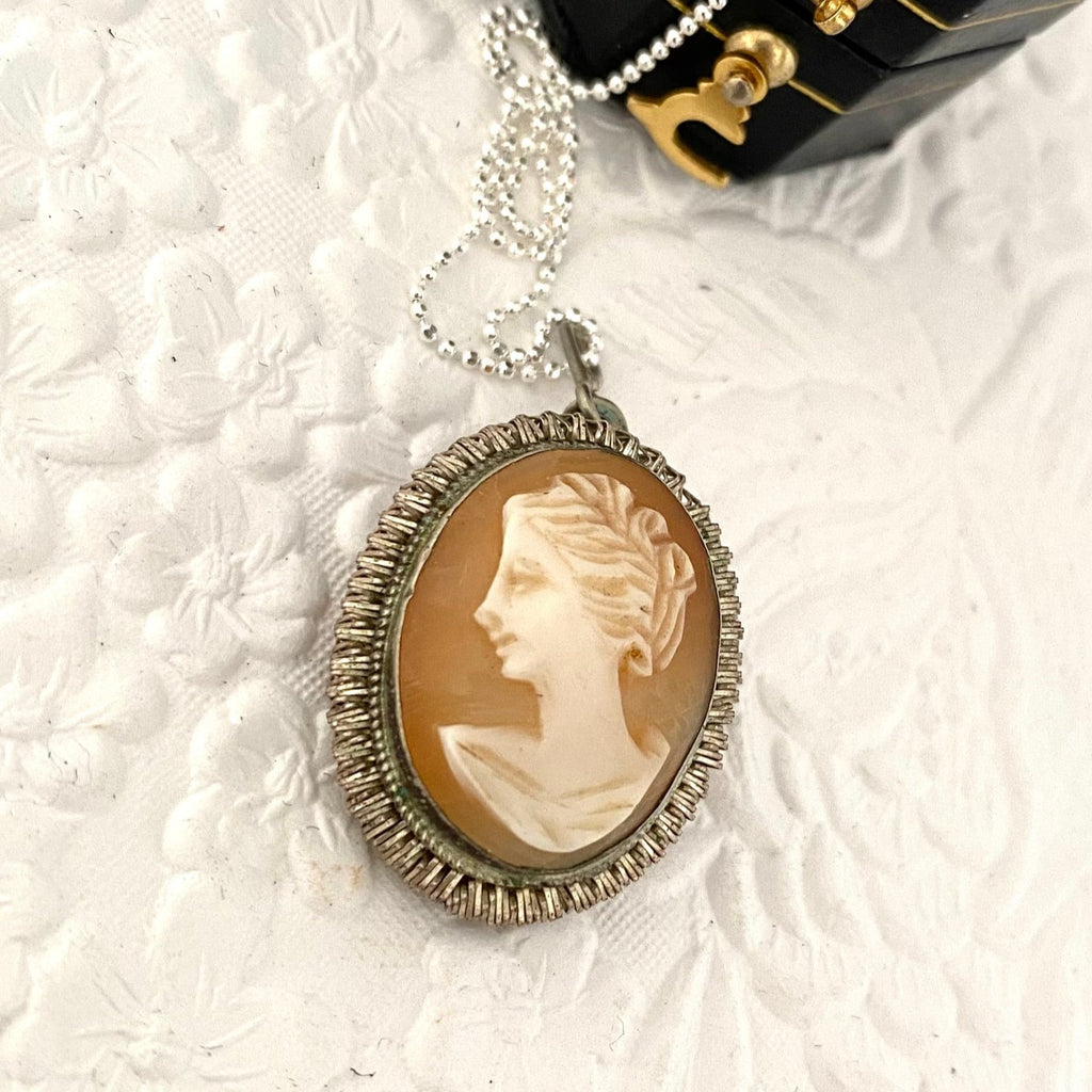 Leoni & Vonk sterling silver vintage cameo brooch/necklace with a vintage box
