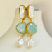 Leoni & Vonk agate and pearl drop earrings on a white background