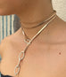 Leoni and Vonk leather and chain necklace on a girls neck