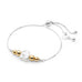 Leoni & Vonk white pearl and gold fill friendship bracelet photographed against  a white background