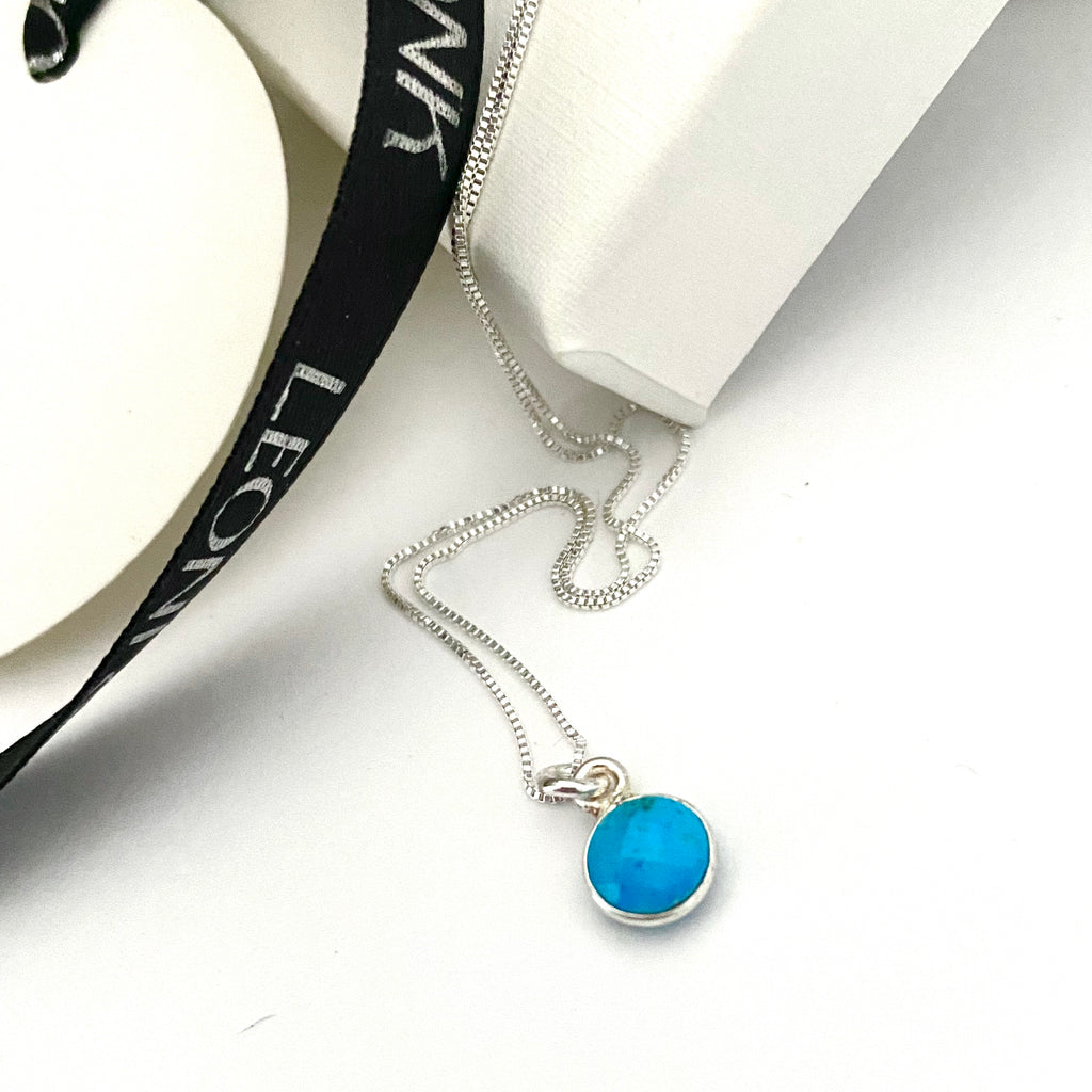 December Turquoise Silver Dot Necklace