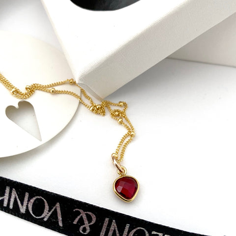 January Garnet Heart Gold Necklace