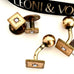 Leoni & Vonk square gilt Victorian cufflinks and collar studs with Leoni & Vonk ribbon