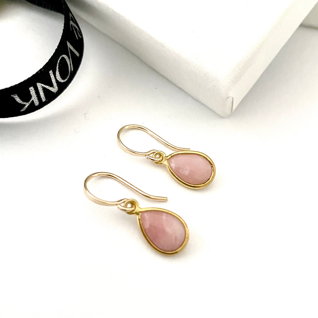 Leoni & Vonk pink opal October birthstone earrings photographed on a white background