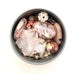 Leoni & Vonk pale pink bead tin containing a variety of beads in different shape and sizes