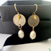 Leoni & Vonk British threepence and pearl earrings with black ribbon