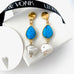 December Turquoise Keshi Pearl Gold Drop Earrings