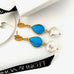 December Turquoise Keshi Pearl Gold Drop Earrings